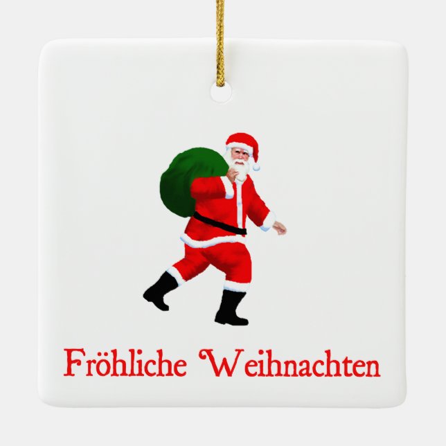 Adorno De Cerámica Frohliche Weihnachten - Santa Claus (Reverso)