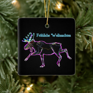 Adorno De Cerámica Froliche Weihnachten - Moose eléctrico