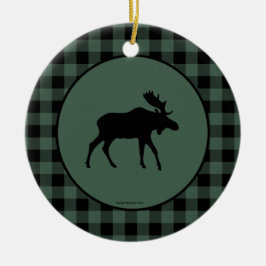 Adorno De Cerámica Frontera negra verde de la tela escocesa de los