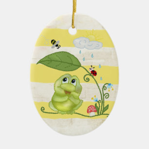 Adorno De Cerámica Frühling mit Frosch Keramik Ornament