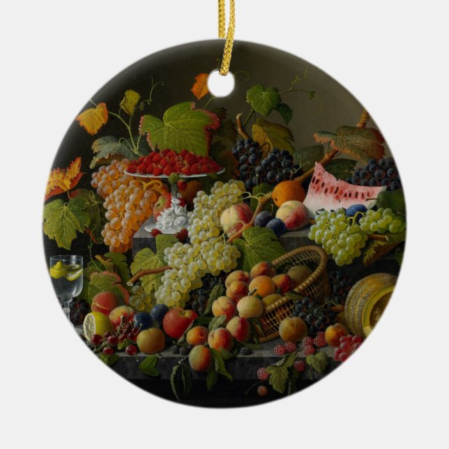 Adorno De Cerámica Fruta abundante, 1858 (aceite en lona) (Frente)