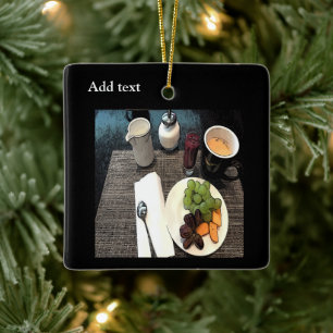 Adorno De Cerámica Fruta y café