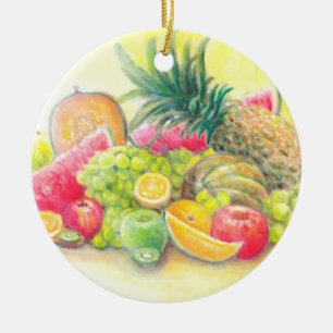 Adorno De Cerámica Frutas felices