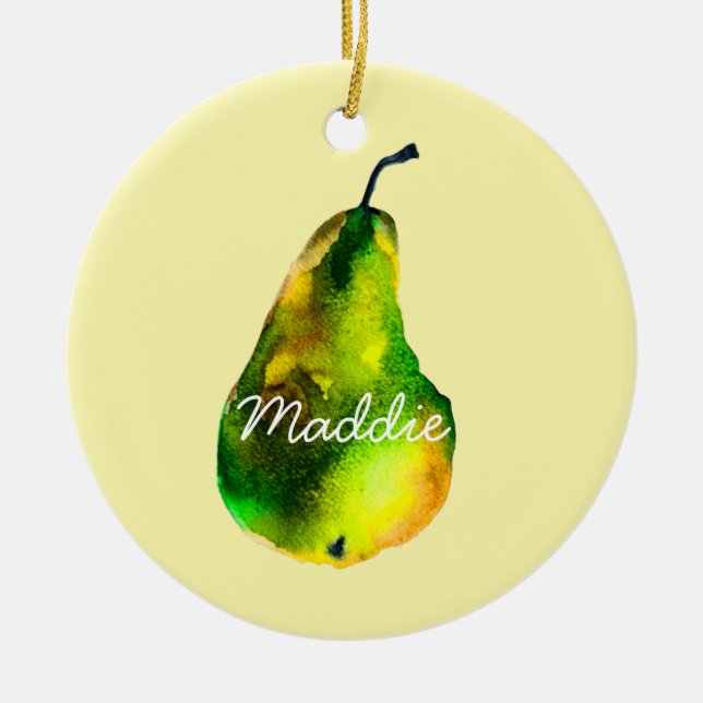 Adorno De Cerámica Fruto verde acuarela (Frente)