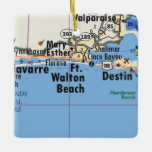 Adorno De Cerámica Ft. Mapa de Walton Beach<br><div class="desc">Ornamento navideño Fort Walton Beach hecho con mapa vintage.</div>