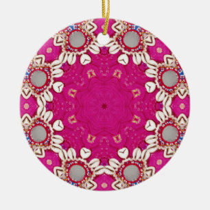 Adorno De Cerámica fucsia bohemia hippie tribal gitana bohemia magent