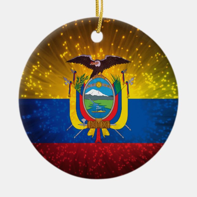 Adorno De Cerámica Fuego de fuego; Bandera de Ecuador (Frente)