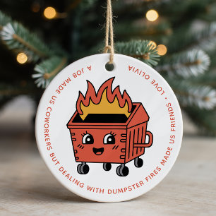 Adorno De Cerámica Fuego del basurero de Coworker Navidades divertido