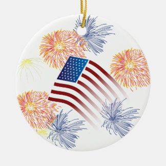 Adorno De Cerámica Fuegos artificiales de la bandera americana
