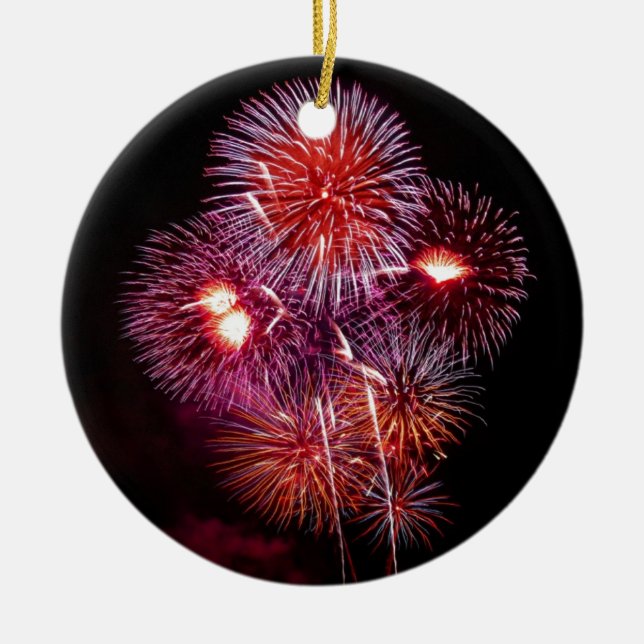 Adorno De Cerámica Fuegos artificiales patrióticos de los regalos del (Frente)