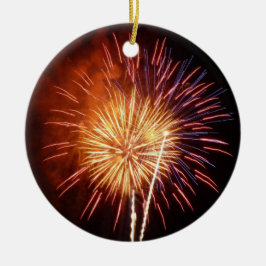 Adorno De Cerámica Fuegos artificiales rojos, blancos y azules en Pat