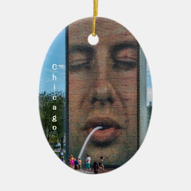 Adorno De Cerámica Fuente de la Corona de Chicago (Frente)