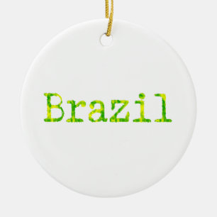 Adorno De Cerámica Fuente verde y amarilla de Brasil