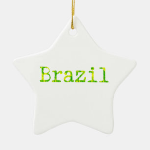Adorno De Cerámica Fuente verde y amarilla de Brasil