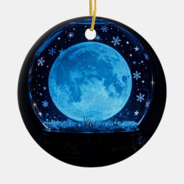 Adorno De Cerámica Full Moon Snow Globe Mystical Magical (Frente)