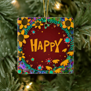 Adorno De Cerámica Fun Floral Amarillo Daisy Feliz Inespiritualidad