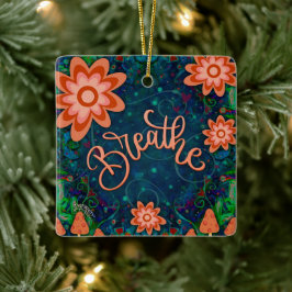 Adorno De Cerámica Fun Floral Blue Respira Inespiritualidad Encantado