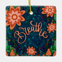 Adorno De Cerámica Fun Floral Blue Respira Inespiritualidad Encantado