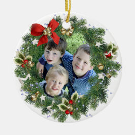 Adorno De Cerámica Fun Holiday Wreath Photo Frame Feliz Navidad