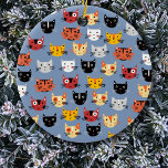 Adorno De Cerámica Fun Kitty Cat<br><div class="desc">Muchos gatos tiernos adorables con un fondo azul.</div>