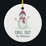 Adorno De Cerámica Fun Snowman Navidad foto familiar<br><div class="desc">Navidades de snowman en temporada de vacaciones personalizable de honor a sus especificaciones.</div>