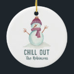 Adorno De Cerámica Fun Snowman Navidad foto familiar<br><div class="desc">Navidades de snowman en temporada de vacaciones personalizable de honor a sus especificaciones.</div>