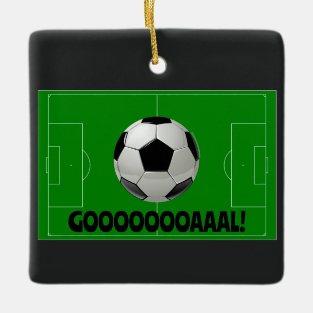 Adorno De Cerámica ¡Fun Soccer Ball y Pitch GOL! (Fútbol) Deportes (Anverso)