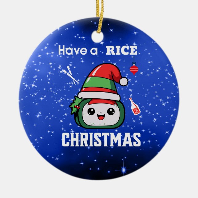 Adorno De Cerámica Fun Sushi Christmas (Frente)