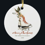 Adorno De Cerámica Fun vintage Greenery Navidades familiares Foto<br><div class="desc">Estos Navidades serán un poco más brillantes con esta vegetación moderna de acuarela y patines de hielo vintage de nuestra moderna colección de Navidades bohemios vintage de arriba.</div>