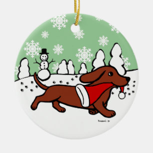 Adorno De Cerámica Funcionamiento del navidad del Dachshund