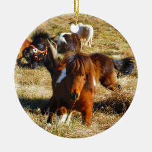 Adorno De Cerámica Funcionamiento miniatura de los caballos de Brown