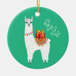 Adorno De Cerámica Funky Alpaca Navidades linda llama
