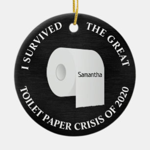 Adorno De Cerámica Funny 2020 Navidades de papel higiénico negro