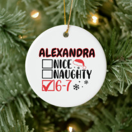 Adorno De Cerámica Funny 6-7 Christmas Checklist Custom Name