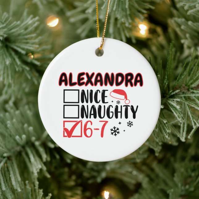 Adorno De Cerámica Funny 6-7 Christmas Checklist Custom Name (Árbol)