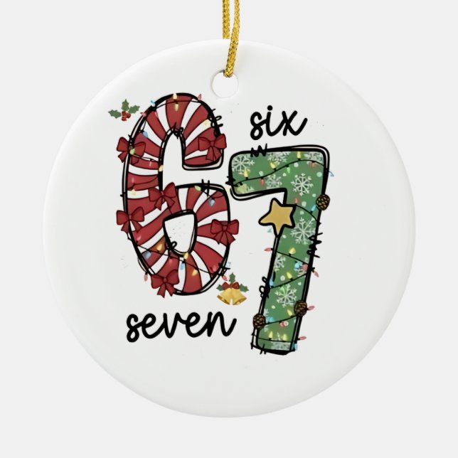 Adorno De Cerámica Funny 6 7  Santa Squad Sixty Seven Christmas (Frente)