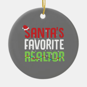 Adorno De Cerámica Funny Agente de bienes raíces favorito de Santa Cl