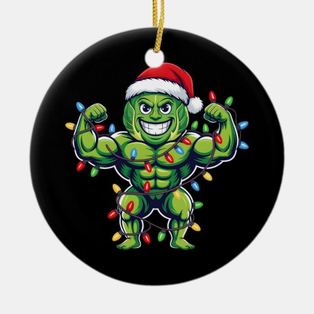 Adorno De Cerámica Funny Brussels Sprout Lifting Christmas Gym Lover (Frente)