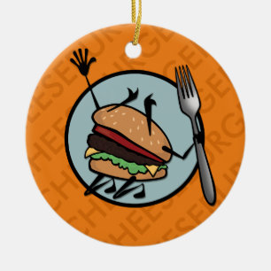 ADORNO DE CERÁMICA FUNNY CHEESEBURGER ROUND ORNAMENTE CERAMIC
