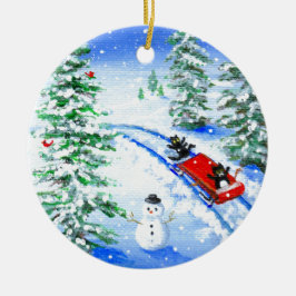 Adorno De Cerámica Funny Christmas Black Cat Art Creationarts