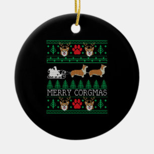 Adorno De Cerámica Funny Corgi Dueño Del Perro Corgi Navidades Feo