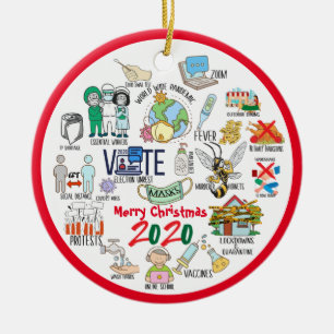 Adorno De Cerámica Funny Covid 19 Recuerdos de Navidades 2020