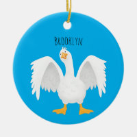 Funny curious domestic goose cartoon illustration