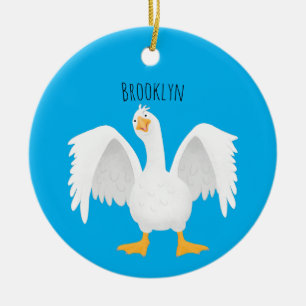 Adorno De Cerámica Funny curious domestic goose cartoon illustration 