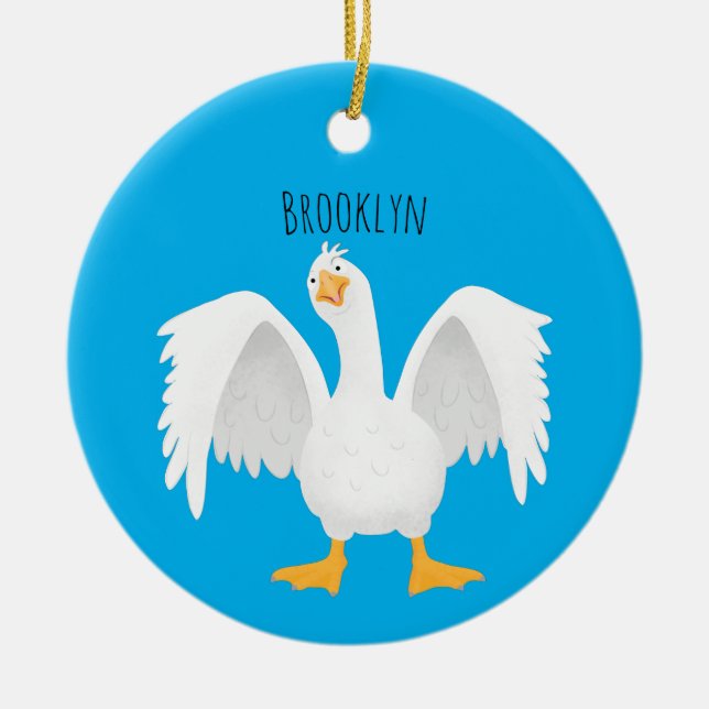 Adorno De Cerámica Funny curious domestic goose cartoon illustration  (Frente)