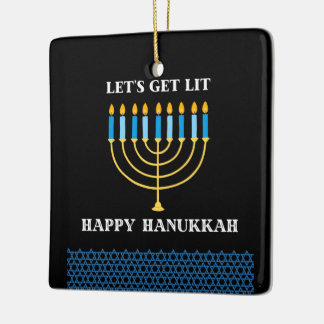 Adorno De Cerámica Funny Cute Blue Hanukkah Menorah Design