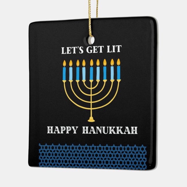 Adorno De Cerámica Funny Cute Blue Hanukkah Menorah Design (Izquierda)