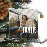 Adorno De Cerámica Funny Cute FUNTIE 2 Navidades de la tía fotográfic<br><div class="desc">¡Las tonterías divertidas son lo mejor! Crea este fabuloso Ornamento de Navidad FUNTIE para una tía divertida esta temporada navideña. Simplemente sube dos imágenes de tu elección y personalizar el texto.</div>