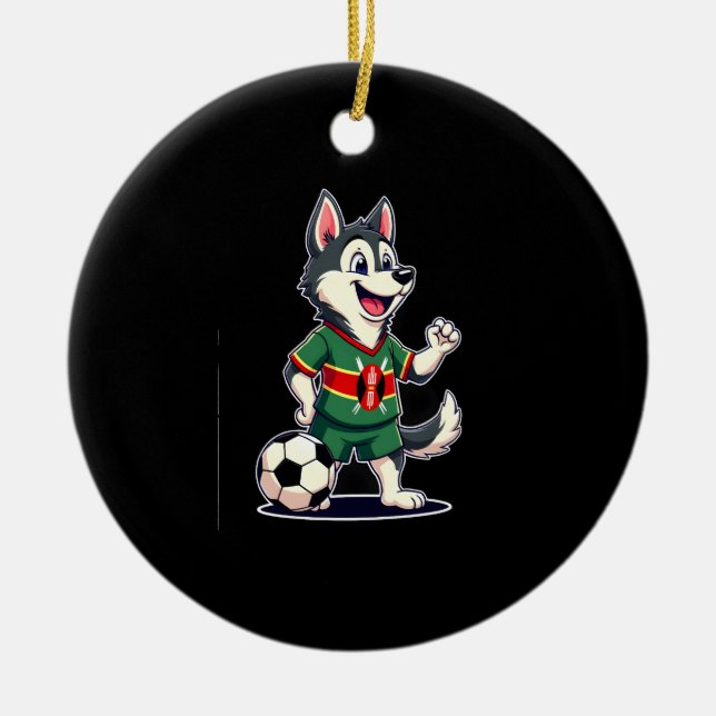 Adorno De Cerámica Funny Dabbing Husky Dog Kenya Football - Kenyan Fl (Frente)