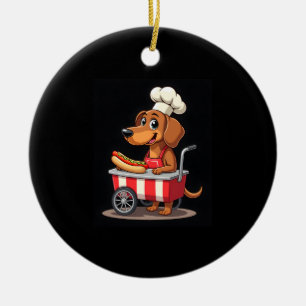 Adorno De Cerámica Funny Dachshund Dog Hotdog Sandwich Weenie Sausage